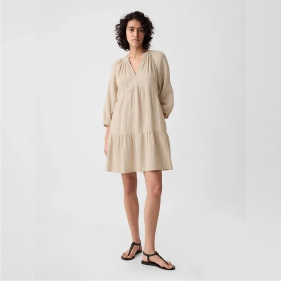 crinkle gauze tiered mini dress Scoop Womens and Womens Plus Crinkle Gauze Mini Dress, Sizes XS-4X
